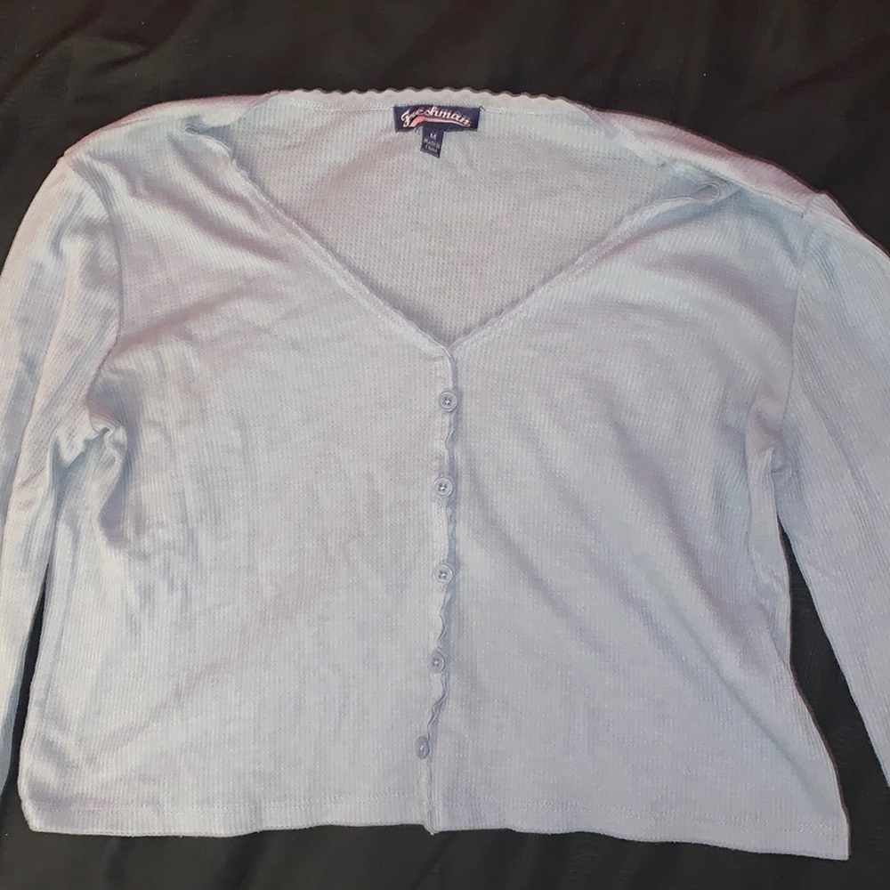 Light blue freshman brand cropped top